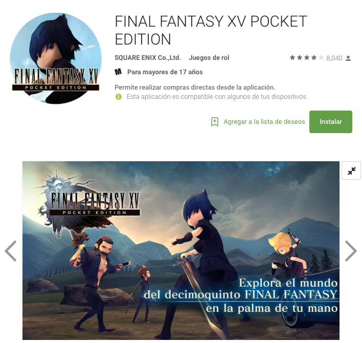 Final Frantasy XV Pocket Edition