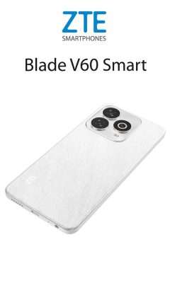 ZTE Blade V60 Smart color blanco parte posterior cámaras recostado