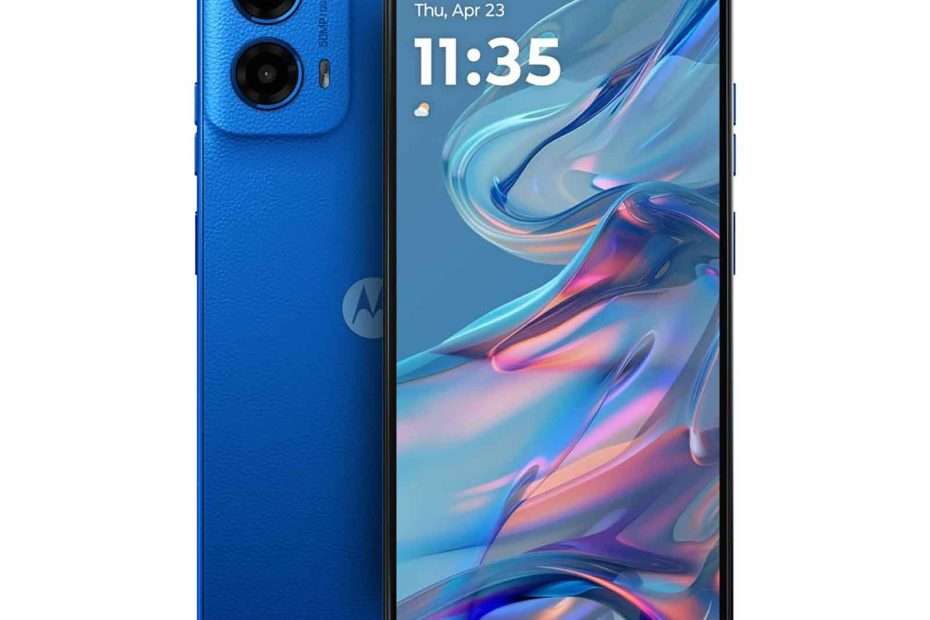 Motorola Moto G45 color azul cámara trasera y pantalla