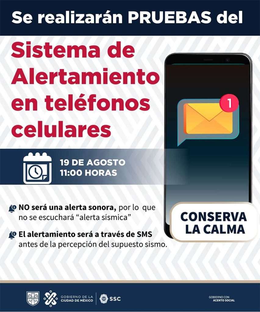 Alerta sísmica por SMS en CDMX, Estado de México, Morelos, etc Imagen por: Gobierno CDMX